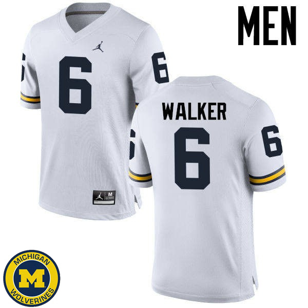 Mens University of Michigan #6 Kareem Walker White NCAA Player Game Jersey